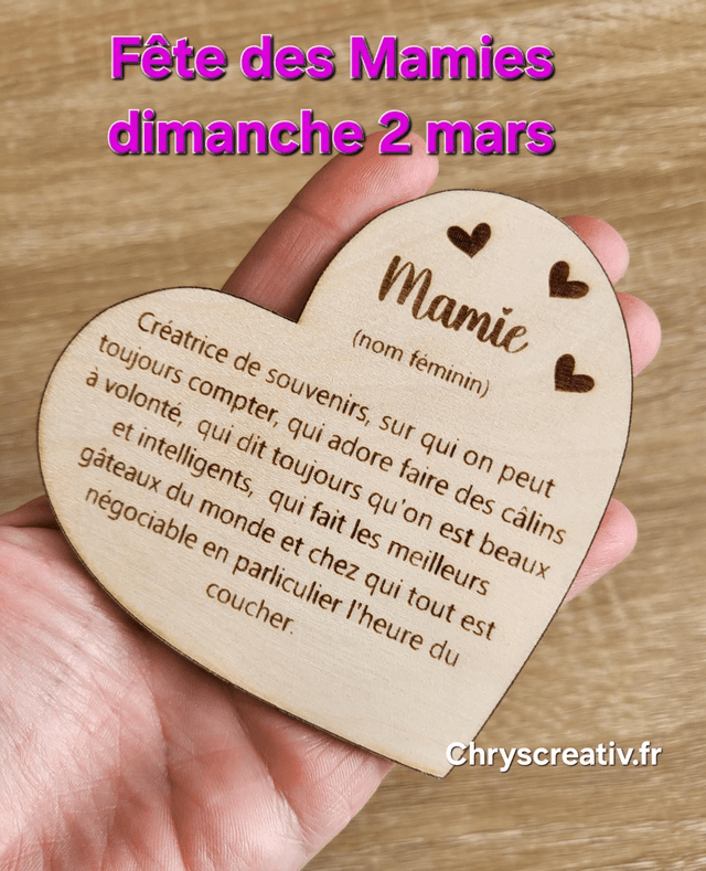 Magnet cœur Mamie