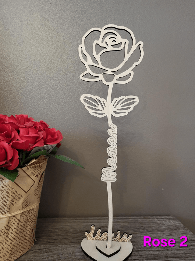 Rose éternelle en bois