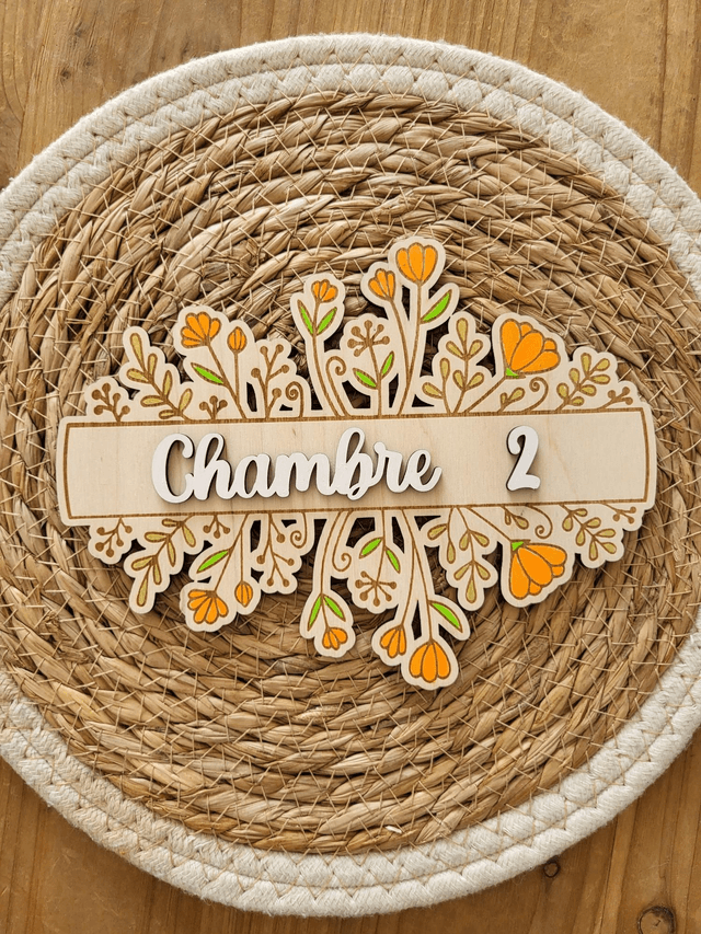Plaque de porte floral pour chambre 