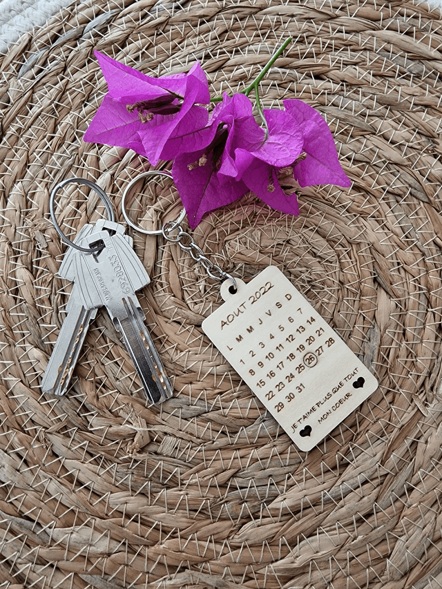 Porte-clés calendrier save date