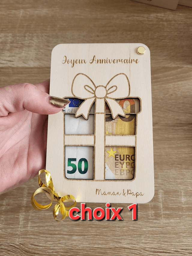 Cartes originale en bois pour porte billets